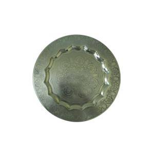 Embossed Border Hotel Catering Salad Serving Platter Kitchenware Use <b>Large</b> Marketing Nickel Plated Finishing Charger <b>Plate</b> - Product Image 2