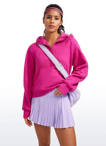 Sudadera Nueva para Mujer, 100% Algodón, Estilo Casual, Color Sólido, Manga Larga, Cuello Alto, Media Cremallera, Bolsillo, Corte Holgado - Product Image 6