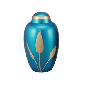 Urnas de cremación para adultos de latón con diseño de Paloma, Peltre y color azul marino, acabadas para cenizas humanas. - Product Image 2