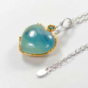 สร้อยคอเงินแท้ 925 ชุบทอง 14k ประดับพลอยสีฟ้าอควอมารีนรูปหัวใจ สำหรับผู้หญิง เครื่องประดับประจำเดือนมีนาคม - Product Image 2