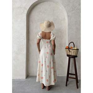 Robes décontractées en lin en gros avec broderie, élégantes et confortables - Product Image 1