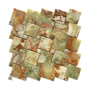Multi Green Onyx Collection Natural Stone, Multi Green Onyx Polished Mosaics Mesh Tiles, Tuile d'onyx vert foncé - Product Image 1