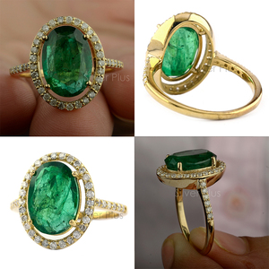 Anillo de diamantes de esmeralda de oro macizo de 18K, joyería de moda para bodas, compromisos, fiestas, disponible a precio mayorista - Product Image 5