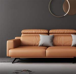 Ensemble de meubles de maison en cuir et tissu pour salon et chambre à coucher comprenant un canapé-lit et des chaises de salle à manger - Product Image 4