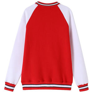 <b>Red</b> White Regular Sleeve Lined Fleece Pullover O-Neck Pocket Knitted Casual Unisex Winter Wear Anti-Pilling Breathable - Product Image 6