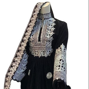 Robe kuchi vintage ethnique tribal, robe de soirée traditionnelle afghane/pakistanaise Kuchi Kochi 3035 - Product Image 1