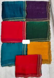 ส่าหรีผ้าชีฟองออร์แกนซ่าผ้าโปร่งบางที่ผ่านการตัดเย็บอย่างประณีตและขอบหยักสำหรับผู้ซื้อจากต่างประเทศ - Product Image 6