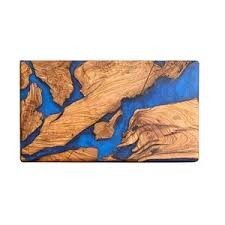 Planche à découper en bois de rivière en résine bleue importée d'Inde la mieux classée Design & Export par Aaliyan impex - Product Image 2
