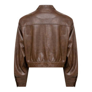 Chaqueta informal de cuero sin cuello para hombre con logotipo personalizado estilo callejero transpirable de talla grande - Product Image 2