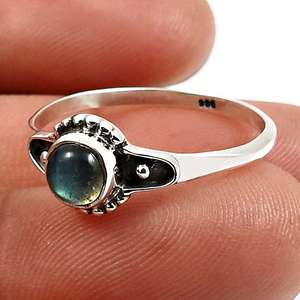 Bague en labradorite de haute qualité, taille ronde, argent sterling 925, bijoux élégants et tendance, pierre précieuse bohème, bague en pierre précieuse en gros - Product Image 2