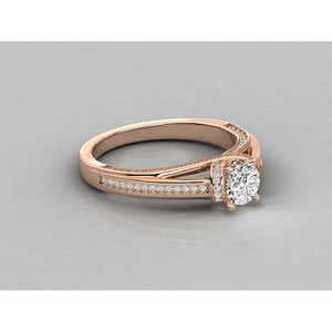 Anillo de Diamante Solitario de Oro de 14K con Corte Redondo, Diamante Cultivado en Laboratorio, Anillos de Diamantes Brillantes para Mujer - Product Image 1