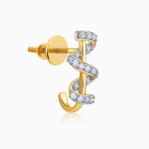 ต่างหูเพชรรูปเกลียวสีทอง J Hoop - Product Image 3