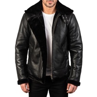 Blouson aviateur en cuir noir à col en fourrure d'agneau personnalisé High Street 2025 pour hommes et femmes, tendance en peau de crocodile