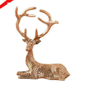 Sculpture décorative de cerf finie par argent brillant fait main pour le salon et le bureau - Product Image 2