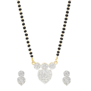 Collar de boda hindú moderno Chota Heart Mangalsutra, cadena de cuerda de acero inoxidable con baño de oro y rodio, joyería de aleación de zinc - Product Image 2