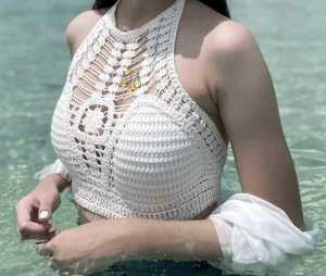 Sujetador informal de Cachemira para mujer, ropa de playa de ganchillo hecha a mano, Bikini, último traje de baño para vacaciones, hecho a mano en la India, 1 pieza - Product Image 1