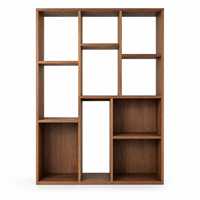Étagère de rangement et de présentation en bois avec compartiments ouverts