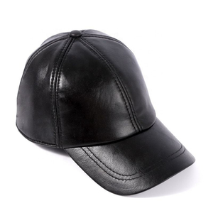 Alta calidad moda papá hombres 6 paneles invierno cuero genuino gorras de béisbol OEM personalizado al aire libre ajustable precio bajo - Product Image 4