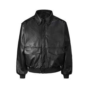 Veste de camionneur classique personnalisable pour homme gris anthracite moutarde col de chemise en peau de mouton véritable décontracté cuir léger lisse - Product Image 1