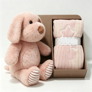 Juego de Regalo de Peluche de Perrito Rosa Personalizado para Niños de 5 a 7 Años, Animal de Peluche Suave con Bordado de Estrella y Forro de Malla, Manta para Bebé - Product Image 2