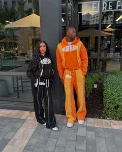 Ropa de calle, trajes de sudor lavados con ácido, sudaderas con capucha y cremallera, conjunto de chándal, Parche de socorro para lavado ácido, pantalones de chándal acampanados y conjunto de Sudadera con capucha - Product Image 1