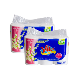 Prix d'usine en gros, papier toilette en sac plastique, forte absorption d'eau, 2 plis, 6 rouleaux/sac, à partir de pâte de bois vierge à 100% - Product Image 1