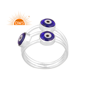 Latest Elegent Design Fine Sterling Silver Natural Blue <b>Resin</b> Gemstone Spiral Ring Custom Jewelry Manufacturer - Product Image 1