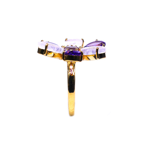 Wedding Wear 925 Sterling Silver <b>Gold</b> Plated Vermeil Amethyst <b>White</b> Rainbow Moonstone Gemstone Classic <b>Ring</b> - Product Image 4