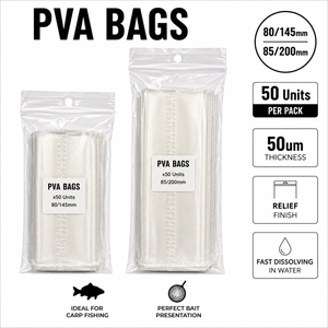 Sacs PVA 80x145mm 85x200mm 50 unités à dissolution rapide, solubles dans l'eau, pour la pêche à la carpe, accessoires de pêche au feeder - Product Image 1