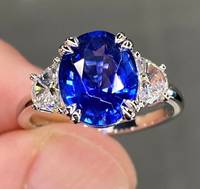 Excepcional Anillo Unisex Vintage de Rodio con Zafiro Ovalado Azul Aciano Intenso de Ceilán, Certificado IGI, de Lujo y Grado Premium