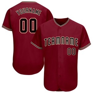 Maillot de baseball avec impression sublimée crème Crimson Black-City personnalisé Maillot de football pour les fans de l'équipe nationale avec broderie en maille - Product Image 1