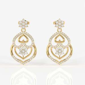 ต่างหูห้อยประดับเพชรโมอิสซาไนต์ทรงหัวใจ ดีไซน์เก๋ ทอง 18K - Product Image 1
