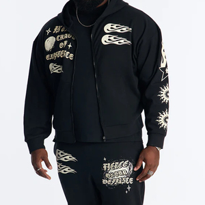 Nueva Llegada Sudadera con Capucha Oversize de Otoño con Hombros Caídos y Cremallera, Color Sólido, Poliéster/Algodón, Personalizable, Ecológica, Transpirable para Hombre - Product Image 1