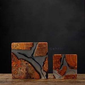 MOON UNIQUE DESIGN SOUS-VERRE EN RÉSINE DE BOIS ÉPOXY pour Café Thé Boisson Tasse à thé carrée et ronde en bois personnalisée - Product Image 2