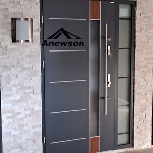 <span class=keywords><strong>Porte</strong></span> d'entrée <span class=keywords><strong>blindée</strong></span> à pivot avec fenêtres en verre, double <span class=keywords><strong>porte</strong></span> extérieure de sécurité à un battant, moderne et personnalisée en métal, acier et aluminium - Product Image 6