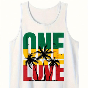 Gilet sans manches en coton pour hommes, vêtements de sport imprimés pour la plage, vêtements décontractés pour les sports de plein air, haut léger à col rond, coupe ample et décontractée - Product Image 1