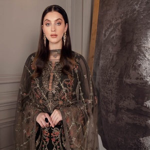 ชุดทางการสำหรับงานปาร์ตี้ซาลวาร์ Kameez หรูหราตราปากีสถานของแท้เชฟรอนวอลลุ่ม-5ผ้าชีฟอง3ชิ้นเย็บเต็ม - Product Image 5