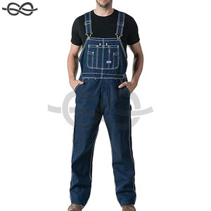 Salopette à bretelles en jean délavé pour hommes, vêtements de travail durables et confortables, bretelles réglables, poches multiples et style classique - Product Image 3