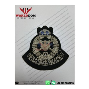 OEM Penjara Malaysia Hand Made Embroidery Embroidered <b>White</b> Bullion Wire High Quality Badge Malaysia Penjara Bullion Badges - Product Image 1