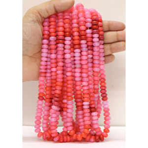Amazing Rose <b>Red</b> shaded opal smooth rondelle shape <b>beads</b>, 16" 7-10mm Rose <b>red</b> Opal smooth gemstone <b>beads</b>, AAA quality <b>bead</b>, - Product Image 5