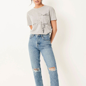 Camisetas de manga corta holgadas a la moda para mujer, gran oferta, diseño de cuello redondo con estampado de sublimación - Product Image 4