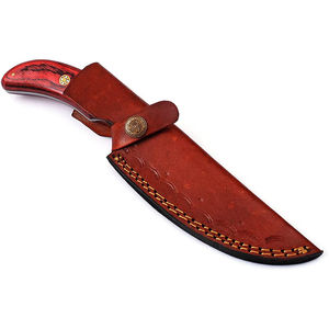 Custom Handmade Damascus Steel Skinner <b>Knife</b> Resin Wood Handle Leather <b>Sheath</b> Dishwasher Safe Modern Design <b>for</b> Camping Hunting - Product Image 2