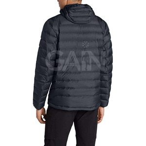 Veste bouffante d'extérieur pour hommes avec fermeture à glissière et capuche Manteau d'hiver coupe-vent chaud et décontracté - Product Image 2