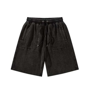 Short personnalisé Vintage lavé à l'acide vêtements d'été séchage rapide et respirant couleur noire matériel personnalisé vêtements de gym short pour homme - Product Image 1