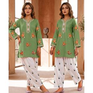Conjunto de Dos Piezas de Salwar Kameez de Algodón EMB ZETRO FARSHI VOL II - Product Image 1