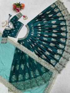 ชุดงานแต่งงานออกแบบสวม lehenga choli กับด้ายและลำดับการทำงาน - Product Image 4