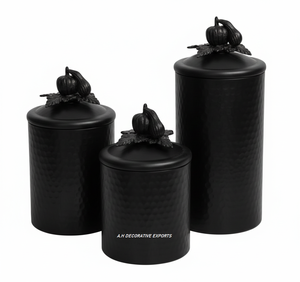 Boîtes de conservation en acier inoxydable noir mat martelé, style européen, couvercle en forme de citrouille, écologiques, pour la cuisine, conservation des aliments, fraîcheur - Product Image 5