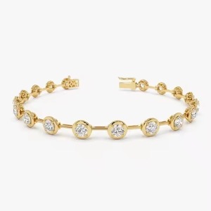 VVS Lab Grown Diamond Round 18K Yellow Gold Cuban Bracelet Bijoux unisexe Hip-hop Moissanite Bracelets - Product Image 1