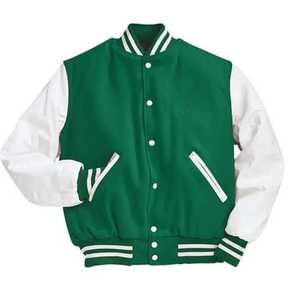 Veste d'hiver unisexe vintage en molleton coupe-vent à col rond, avec broderie chenille en laine et logo personnalisé KHASON, style baseball et lettrage. - Product Image 1