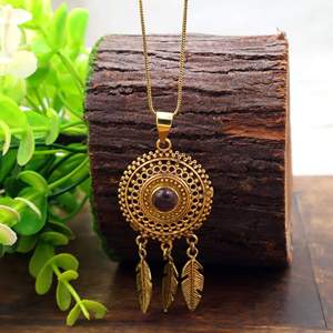 Atrapasueños latón piedra lunar círculo forma colgante collar cadena Boho espiritual boda aniversario joyería regalo para Mujeres Hombres - Product Image 5